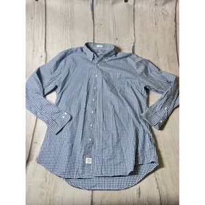 Peter Millar Button Down Shirt Mens XL Tall Blue Gingham Nanoluxe Preppy Classic